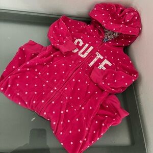Carter's Pink Hooded Onesie with White Dots